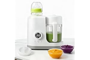MAKDLY Baby Food Maker with Stainless Steel Steam Basket, Baby Food Processor, Multifunctional Food Puree Maker, Auto Cooking & Grinding Chopper with Steamer, Blender, Bottle Warmer, Timer, BPA-Free