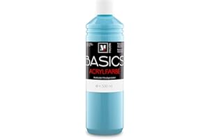 M MALVERK Malverk Basics® - je 500ml hochwertige Acrylfarbe | Malfarbe | Made in France | auch geeignet für Acryl Pouring | schnell trocknend | wasserfest und lichtecht | auf Wasserbasis | Pastell Blau