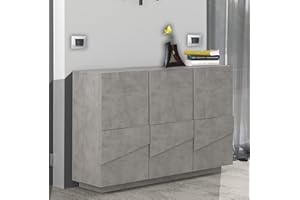 Dmora Mobile da Ingresso a 3 Ante e Ripiani Interni, Made in Italy, Entratina Moderna, Credenza per atrio, cm 121x38h86, Colore Cemento, Grigio Ardesia