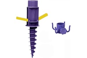 SEKEY Support de Parasol pour Plage Sable ou Terre - Pied à Hélice à Visser, Crochets (Violet)