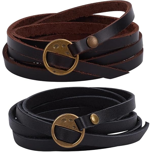 Set 4 Braccialetti In Pelle Multistrato Fatti A Mano - Regolabili - Stile Retrò
