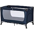 Hauck Travel Cot Dream N Play Plus/for Babys and Toddlers from Birth up to 15 kg / 120 x 60 cm/Side Hatch/Light/Foldable/Compact/Transport Bag Included/Navy Blue