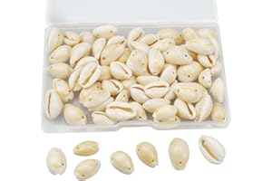 JustYit 100G Natural Seashell Shells for Crafting with 2 Holes Shell Beads for Jewellery Making for Party Wedding Decor, Home Decoration, Fish Tank and Vase Filler