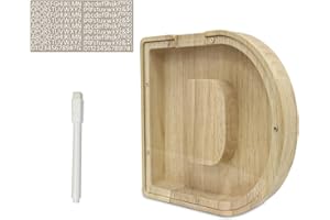 Meloditrunk D Spardose Buchstaben aus Holz für A-Z Personalisiert Sparschwein Durchsichtig Holz Spardose, Münze Geld Bank für Erwachsene Kinde, Geschenke für Geburtstag, Weihnachten und Thanksgiving