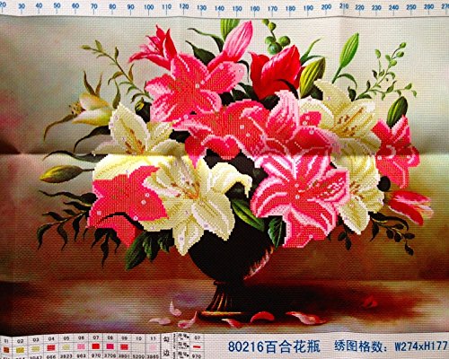 Stickpackung Lilien 37×56 cm Kreuzstich Lilium Lily Blumen Stickbild DIY #80216 Vorgedruckte Vorlage Stickbild - 2