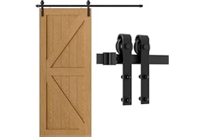 ETIASQSA 200CM/6.6FT Herraje Para Puerta Corredera Kit Para Puerta Corredera Armario Puertas de Madera Pesada Negro I-Forma