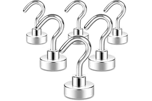 Neosmuk Magnethaken,11kg Extra Stark Magnet Haken für Grill, Neodym für Gadgets,Gross Magnetischer Halter für Küche,Klein, Haken Magnetisch(6 Stück)