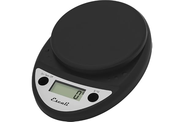 Balance de cuisine numérique Escali P115CH Primo - Balance de cuisine et de bureau - Pâtisserie - Contrôle des portions - Hobbies - Balance domestique Herb Scale - 5 kg - Noire - 22 x 15 x 4 cm