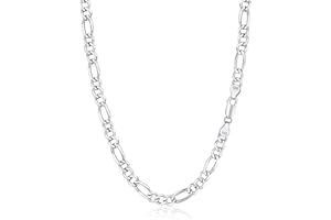 Silvora Collier Chaine en Argent Massif Homme Chaîne Femme Sterling 925 Acier Inoxydable Garçon [Cubain/Figaro][36/46/51/55/61/66/71cm] Bijoux Cadeau Noël Fêtes Pères Mères