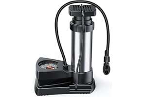 Lifelf Fahrradpumpe mit großem Manometer - Mini und tragbar, 11bar/160PSI, Dualkopf, für alle Ventile, geeignet für Fahrräder