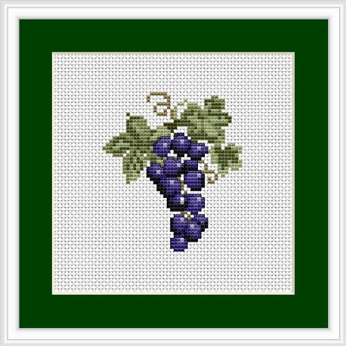 Lucas-S LB029 Cross Stitch Kit/Motif Grape / 9 x 7.5 cm
