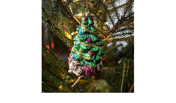Decorazioni Natalizie Kitsch.Kitsch Vetro Albero Di Natale E Regali Decorazione Da Appendere Lights4fun Amazon It Casa E Cucina