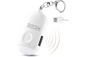 SAFE NOMAD Personal Alarm for Women with LED Flashlight. Rechargeable, Waterproof, White, Small Police Approved Panic & Rape Alarm with Keyring for Students, Elderly, Girls & Kids