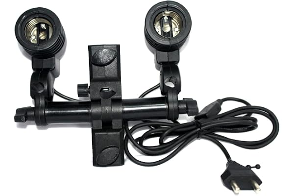 SHOPEE E27 Double Light Socket with Light Stand Swivel Mount & Umbrella Holder for Photography, Film, & Video Studio