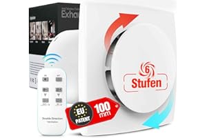 BUMSOU Badlüfter 100mm mit Fernbedienung, Bidirektional, 6 Geschwindigkeiten mit Anzeigeleuchte, Speicherfunktion, Leise DC Bürstenloser Motor, WC Bad Lüfter, Abluftventilator 100mm, 3 Jahre Garantie
