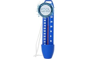 Duraol Pool Thermometer mit Schöpfbecher I Wasserthermometer für Pool/Badewanne/Teich & Schwimmbad I Badewasser Thermometer mit Befestigungsschnur I Analoger Wassertemperaturmesser