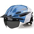 Shinmax Bike Helmet with LED Light Rechargeable USB Cycling Helmet with Removable Visor Detachable Magnetic Goggles Bicycle Helmet Riding Men Women Adult Cycling Helmet Adjustable MTB Cycle Helmet