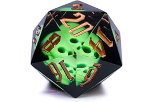Cusdie D&D - Dadi grandi D20 da 55 mm, con bordi affilati, fatti a mano, DND giganti, D20, per giochi di ruolo da tavolo Dungeons and Dragons, (teschio verde)