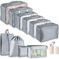 Packing Cubes for Suitcase - GEEDIAR 11 PCS Packing Cubes Travel Luggage Organizers Bag Waterproof Travel Essentials Bag Clothes Shoes Storage Bags（Grey）