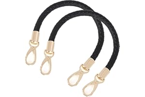 WANYI 2 Stück 40cm Taschenhenkel Leder Taschengurte zum Wechseln DIY Taschengriffe Schultergurt Taschenriemen Ersatzhenkel für Taschen Handtasche Geldbörse mit 2 Gold Karabinerhaken (Schwarz)