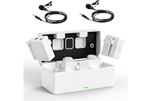 HOLLYVIEW Hollyland Lark150 Microfono Wireless Professionale a Bassa Latenza, 2.4GHz Microfono Lavalier Senza Fili per iPhone, Android, Podcast, Video, Computer, Laptop, DSLR Reflex, Tablet (Duo Kit White)