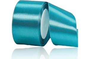 ASALZBOAY Geschenkband Türkisblaues 50 mm Breit,23 Meter Satinbänder Türkisblaues Stoff Schleifenband Kunsthandwerk,Hochzeitsdekoration, Weihnachten, Haarbögen, Blumensträuße, Geburtstag und Geschenkverpackung
