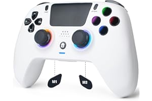 DoJoZone Wireless Controller Compatibile con PS4/Pro/Slim, Joystick Controllers con Hall Effect Trigger/Stick (NO Drift), Luci RGB, Jack per Cuffie, Pulsanti Programmabili, Vibrazione, Sensore 6 Assi