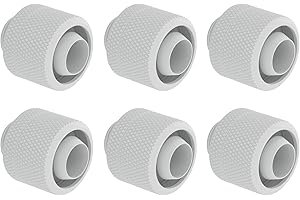 GREENDRACAENA Dracaena 6 pack G1/4" thread to 3/8" ID, 5/8" OD Compression Fitting for Soft Tubing, Soft Tube Connectors for Computer Water Cooling System, White