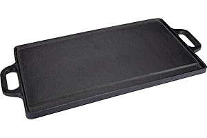 Baumalu, Plancha 42 cm aus Gusseisen, beidseitig verwendbar, schwarz, ideal für Gas und Ofen, Maße 50,5 x 2 x 23 cm, Lieferumfang: 3, perfekt für Grill und Küche