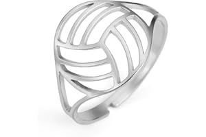 TEAMER Anello da pallavolo ridimensionabile in acciaio inox Gioielli sportivi moderni e delicati per Allenatore della squadra di pallavolo Atleta Amante della pallavolo