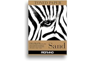 Fabriano Honsell 19100496 - Fabriano Toned Sand Zeichenblock, DIN A4, 50 Blatt, 120 g/m², sandfarbenes Zeichenpapier mit 15 Prozent Baumwollanteil, natürliche Oberfläche, für alle Trockentechniken