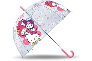 Kids Licensing - Ombrello trasparente 46 cm, tipo campana da 46 cm Hello Kitty & Friends, Hello Kitty & Friends