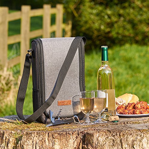 VonShef Weinträger für 2 Personen gewebt grau - 3