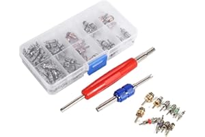 OKOIUM Kit de Herramientas de núcleo de vástago de válvula, práctico Kit de Herramientas de 102 Piezas para válvula de neumático de refrigeración A/C R134a/R12