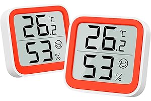 NOKLEAD Termometro Misuratore di umidità Interno Mini igrometro Monitor Dispositivo di misurazione della temperatura ambiente,Arancia（2）