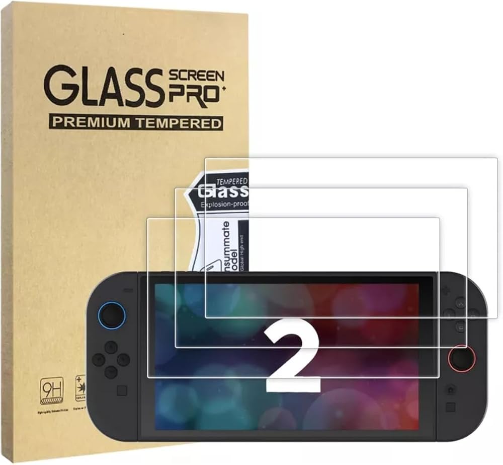 Cosmostech Nintendo Switch 2 Uyumlu 7-7.9 inç 9H Temperli Cam Ekran Koruyucu, HD Clear