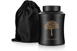 NEWDREAM: Schwarze Urne mit Baum des Lebens, Urne für menschliche Asche, Urne für Erwachsene Asche, dekorative Urne (groß, schwarz)