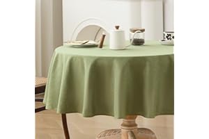 Wracra Tovaglia Rotonda Impermeabile per 2 o 4 Posti, Tovaglie in Stile Lino per Uso Interno ed Esterno, Tovaglia in Poliestere Lavabile Senza Pieghe per Uso Quotidiano (Rotonda 120cm)