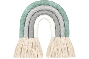 follwer0 Arcobaleno macramè, acchiappasogni, arazzo da parete in macramè, per camera da letto, cameretta dei bambini, bambini, acchiappasogni, nappa in cotone, piccoli oggetti decorativi