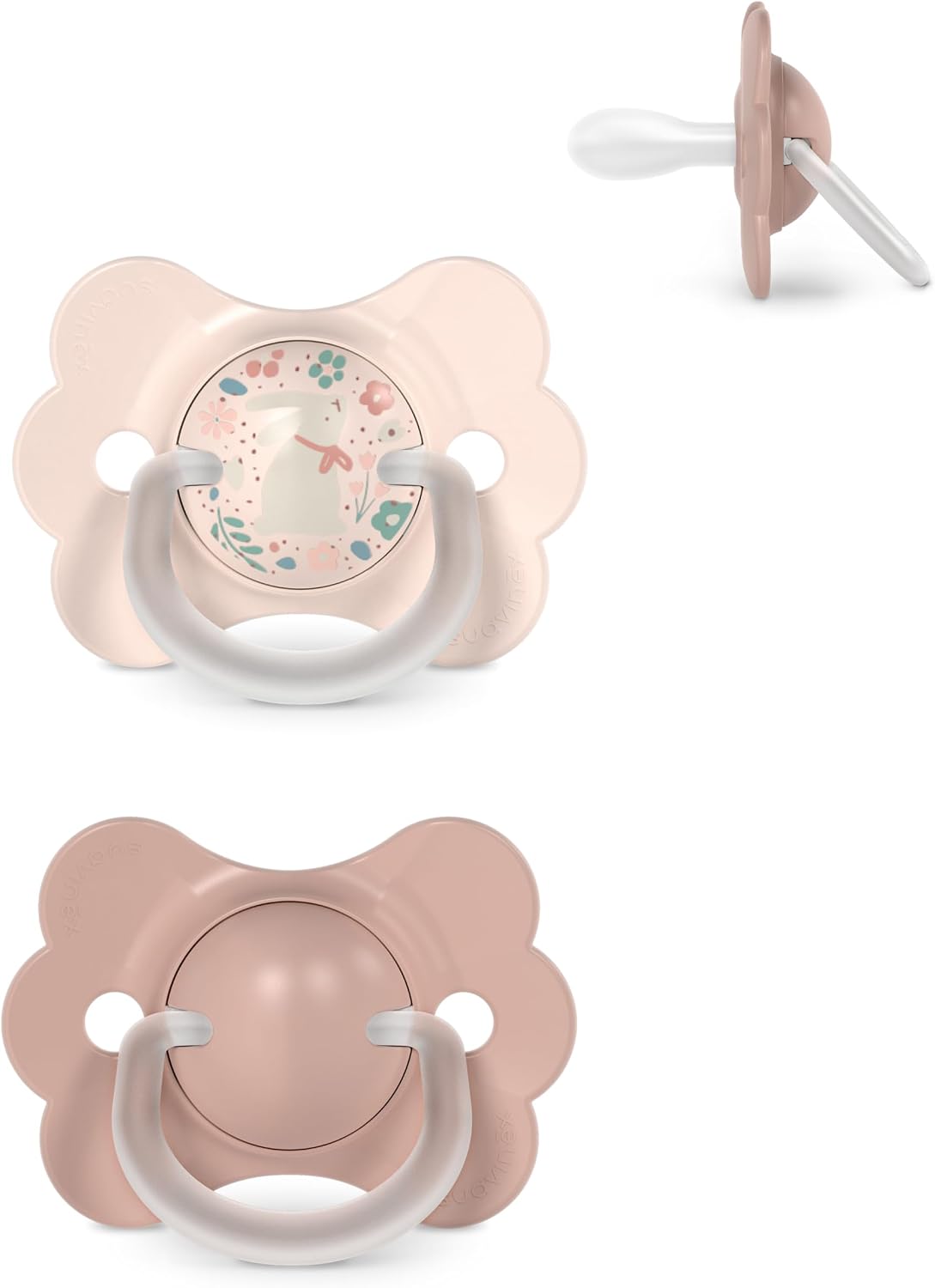Suavinex, Pack 2 Chupetes para Bebés 0/6 Meses y Recién Nacidos, con Tetina Fisiológica de Silicona SX Pro, Simétrica, Plana y Flexible, Respeta el Desarrollo Bucodental, con Anilla, Wonder Rosa