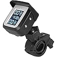 skrskr TPMS Tyre Pressure Monitoring System Solar Power Wireless Tire with 2 External Sensors Temp & LCD Display Auto-Alarm Auto Sleep Awake for Motorcycle, Black