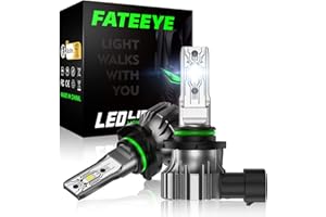 FATEEYE Hir2 9012 LED Headlight Bulbs, 12V 50W 10000Lumens 6500K Xenon White Hir2 9012 LED Auto Car Headlight Conversion Kit, 360 Degree Adjustable Beam Lamps, IP68 Waterproof, Pack of 2