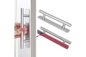 Genossen Lot de 2 poignées de meuble autocollantes - En acier inoxydable - Pour armoire, cuisine, porte coulissante, porte de balcon - 128 mm - Argent (128 mm)