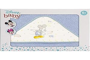 Interbaby - Capa de Baño Bebe Azul | Toalla Bebe con Capucha 100% Algodón, 100x100cm, Unisex | Suave, Secado Rápido | Ideal Recién Nacidos, Bebes y Niños Pequeños | Diseño Counting Sheep Mickey