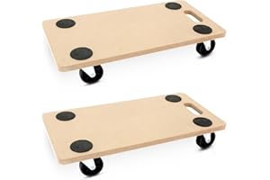 ONESTO Pack of 2 Wheeled Dolly – Furniture Moving with EVA Foam Grip Pads, Wooden Base, 59x29x18cm – Furniture Lifter Trolley for Home, Office & Warehouse Use