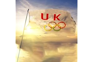 COFLINK 2024 Sports 5 Ring Flags - Vivid Color UK Sports Flag International Sports Theme Outdoor Banner Party with Brass Grommets 3 X 5 Ft