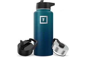 IRON °FLASK Iron Flask Sports Water Bottle - 32 Oz, 3 Lids (Straw Lid), Leak Proof, Vacuum Insulated Stainless Steel, Double Walled, Thermo Mug, Metal Canteen