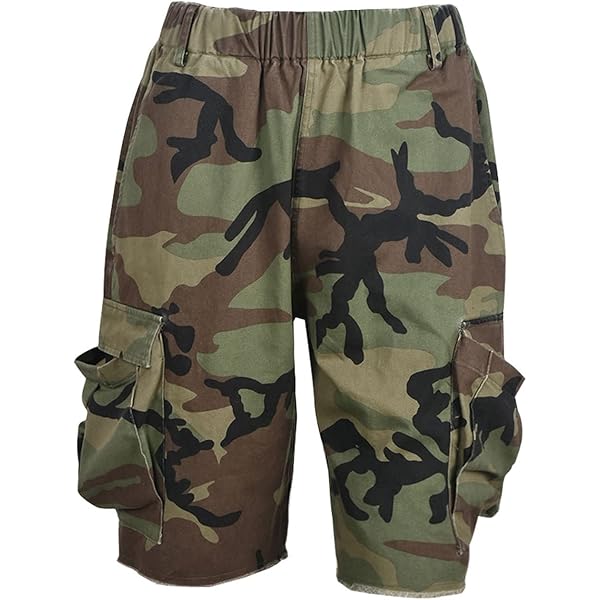 HKS Short cargo de sport à panneau camouflage extérieur pour homme