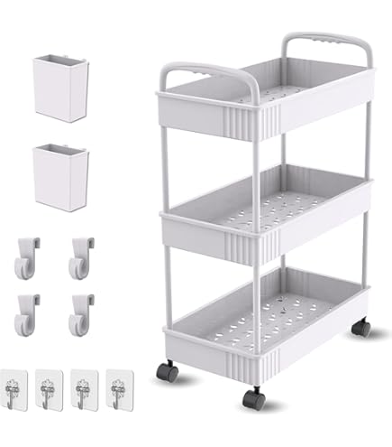 Carrello IKEA HORNAVAN Bianco 26x48x77 Cm Con Ruote Per Bagno O Cucina - Foto 8