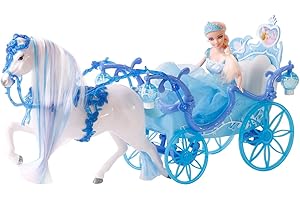 Speelgoed Carrosse Bleu avec Cheval Magique et Princesse.